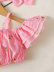 3pcs Newborn Baby Girls Off Shoulder Top & Skirt Set Clothes