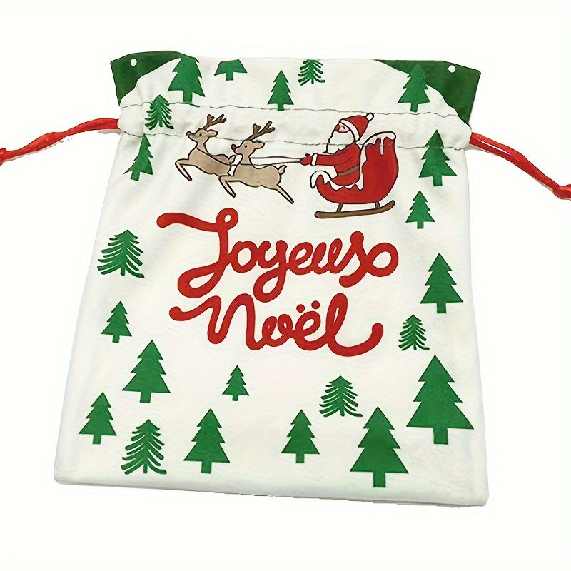 2pcs Christmas Drawstring Bags Santa Claus Snowman Pattern Gift Bag