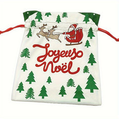 2pcs Christmas Drawstring Bags Santa Claus Snowman Pattern Gift Bag