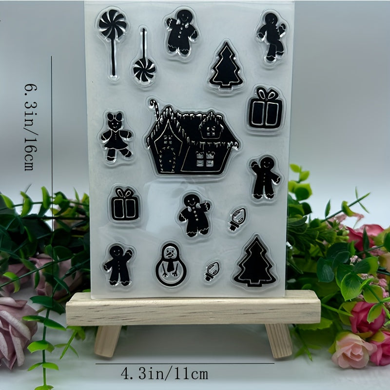 Winter Snowman Christmas Rubber Stamp for DIY Scrapbooking