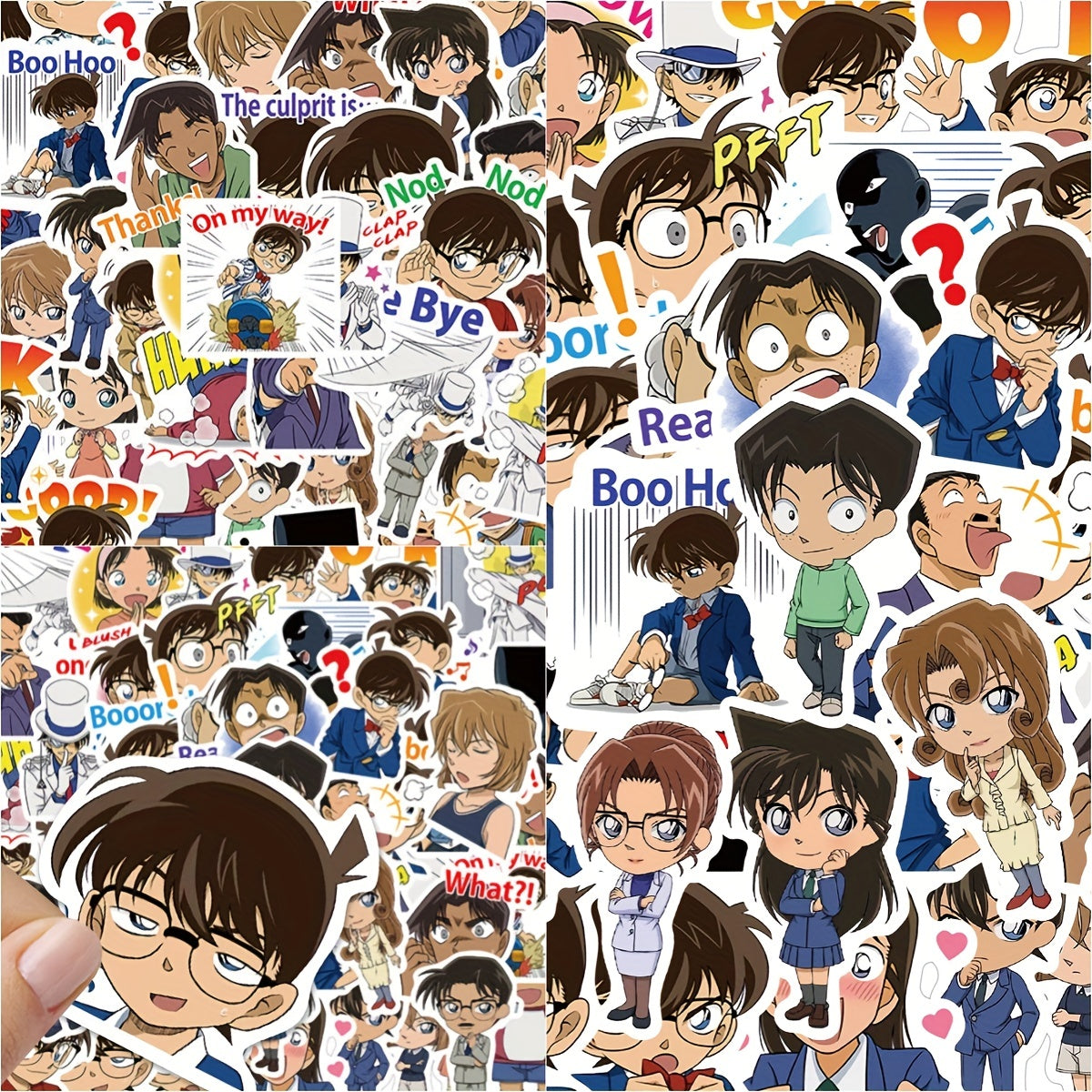 50pcs Anime Detective Stickers For Phone Laptop Skateboard Waterproof
