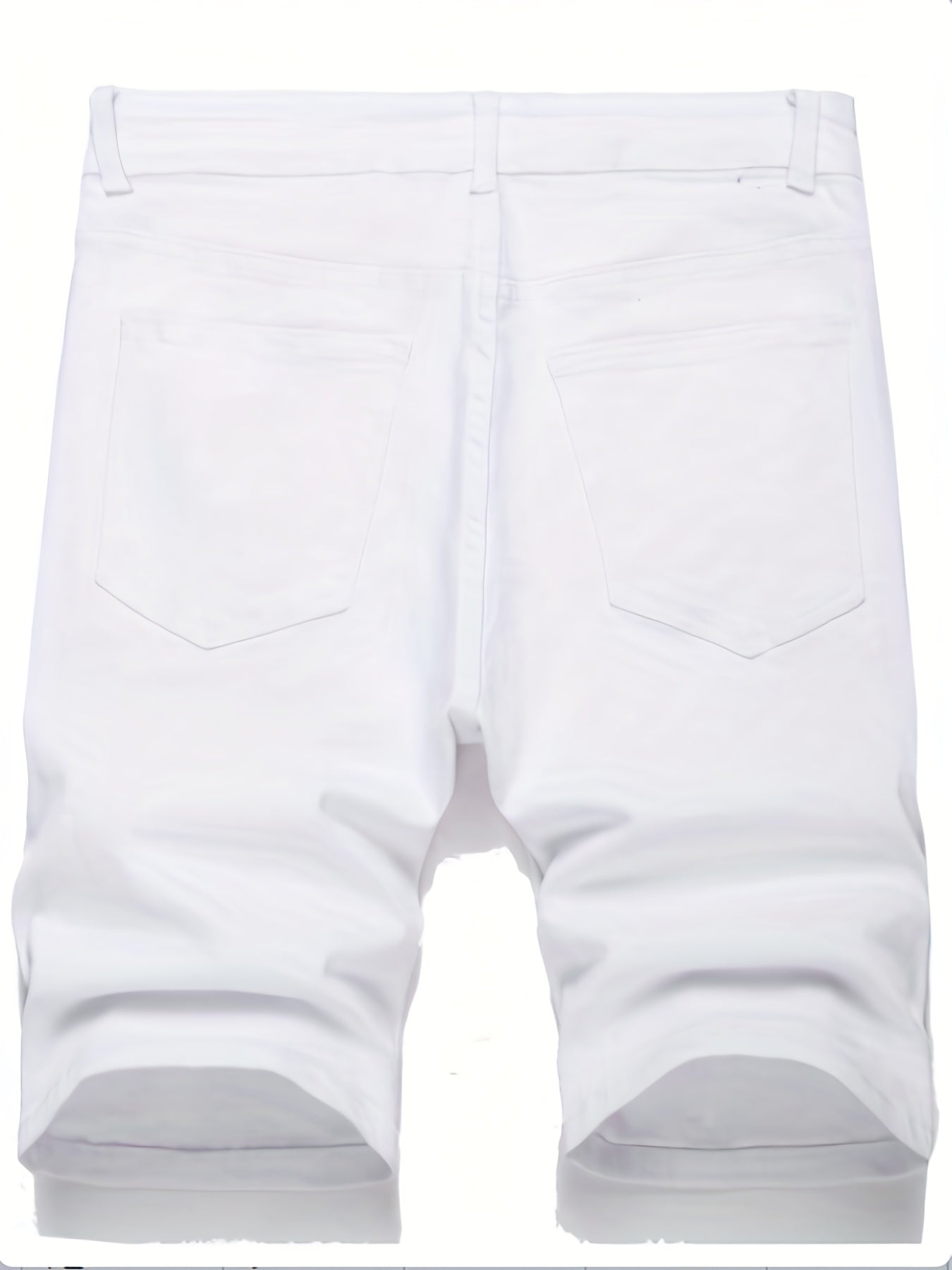 Men's Distressed Denim Shorts Mid Stretch Casual Street Style