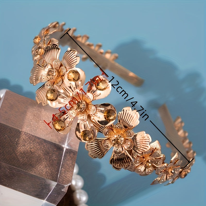 Floral Crystal Hairband for Brides Weddings Parties