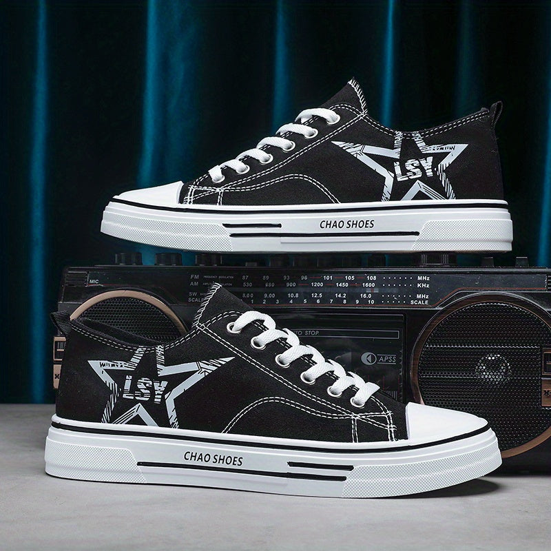 Men's Star Print Canvas Low Top Sneaker