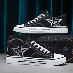 Men's Star Print Canvas Low Top Sneaker