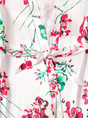 Floral Print Lounge Set Long Sleeve Ruffle Robe & Cami Top & Shorts