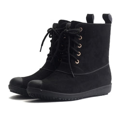 Women's Lace-Up Short Rain Boots Waterproof Non-Slip Shoes