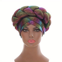 Wine Red Gradient Turban Cap with Bling Braid Vintage Headwear