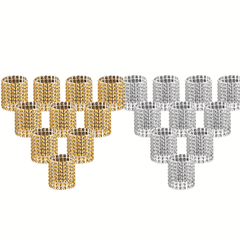 Rhinestone Napkin Rings 20pcs Cast Iron Polished Metal Hollow Christmas Decor