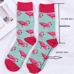2pairs Flamingo Socks Novelty Christmas Stockings Women's Hosiery