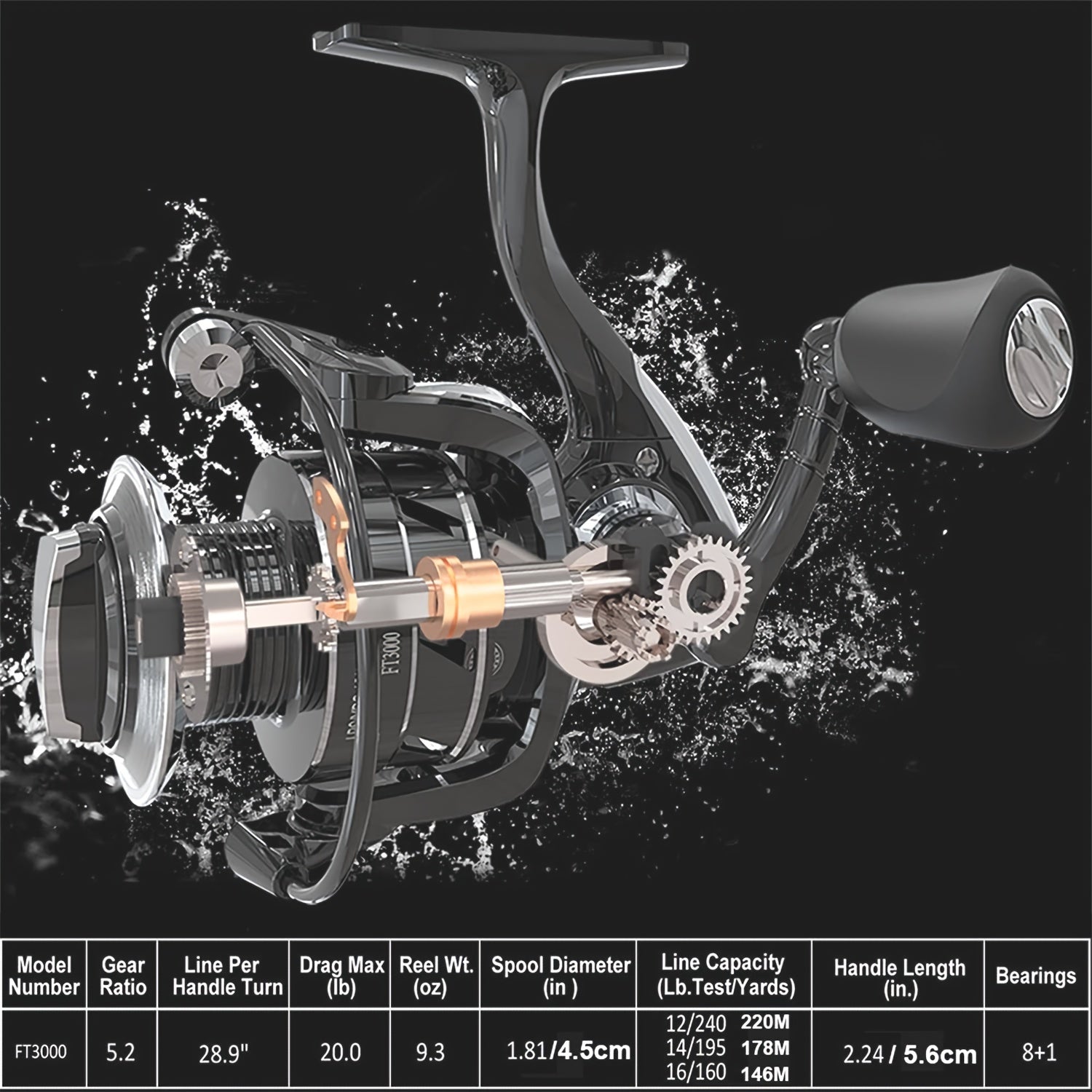 1pc 3000 Spinning Reel 8 1 BB 9 07KG Max Drag Fishing Tackle