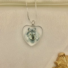 Heart Shaped Wolf Pendant Necklace for Girls