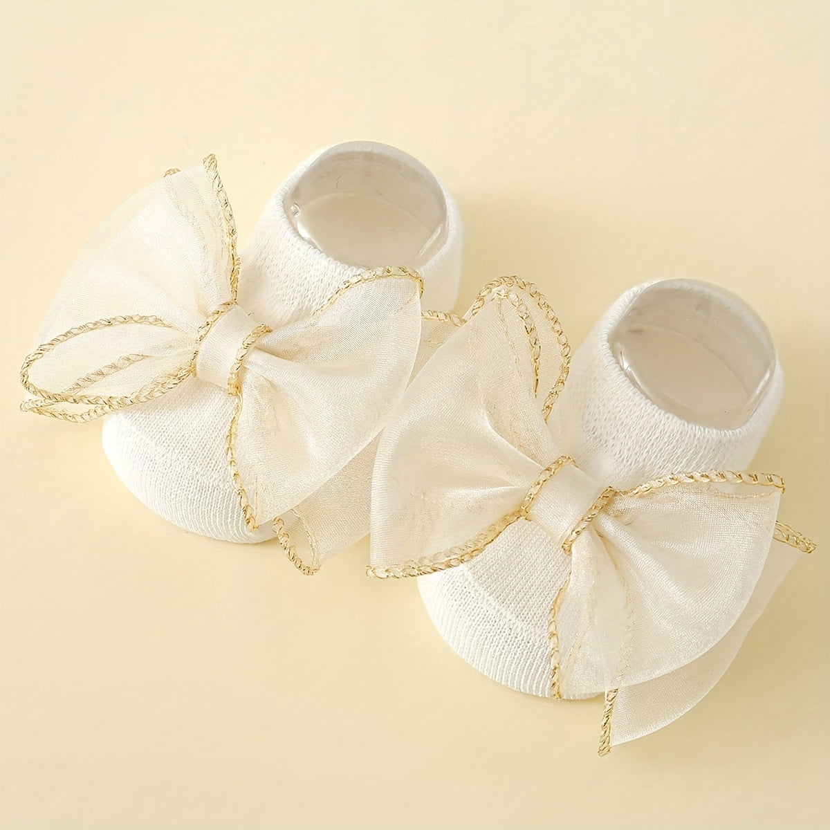 Golden Edge Large Lace Knot Ankle Socks with Baby Hairband