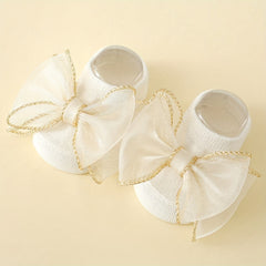 Golden Edge Large Lace Knot Ankle Socks with Baby Hairband