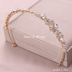 Golden Rhinestone Crystal Bridal Tiara Wedding Headband