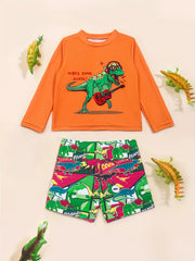 Boys Dinosaur Swimsuit Shirt & Pants Quick Dry for Surfing & Diving