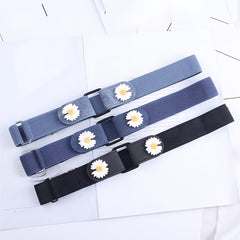 Girls Adjustable Denim Belt with Daisy Decoration