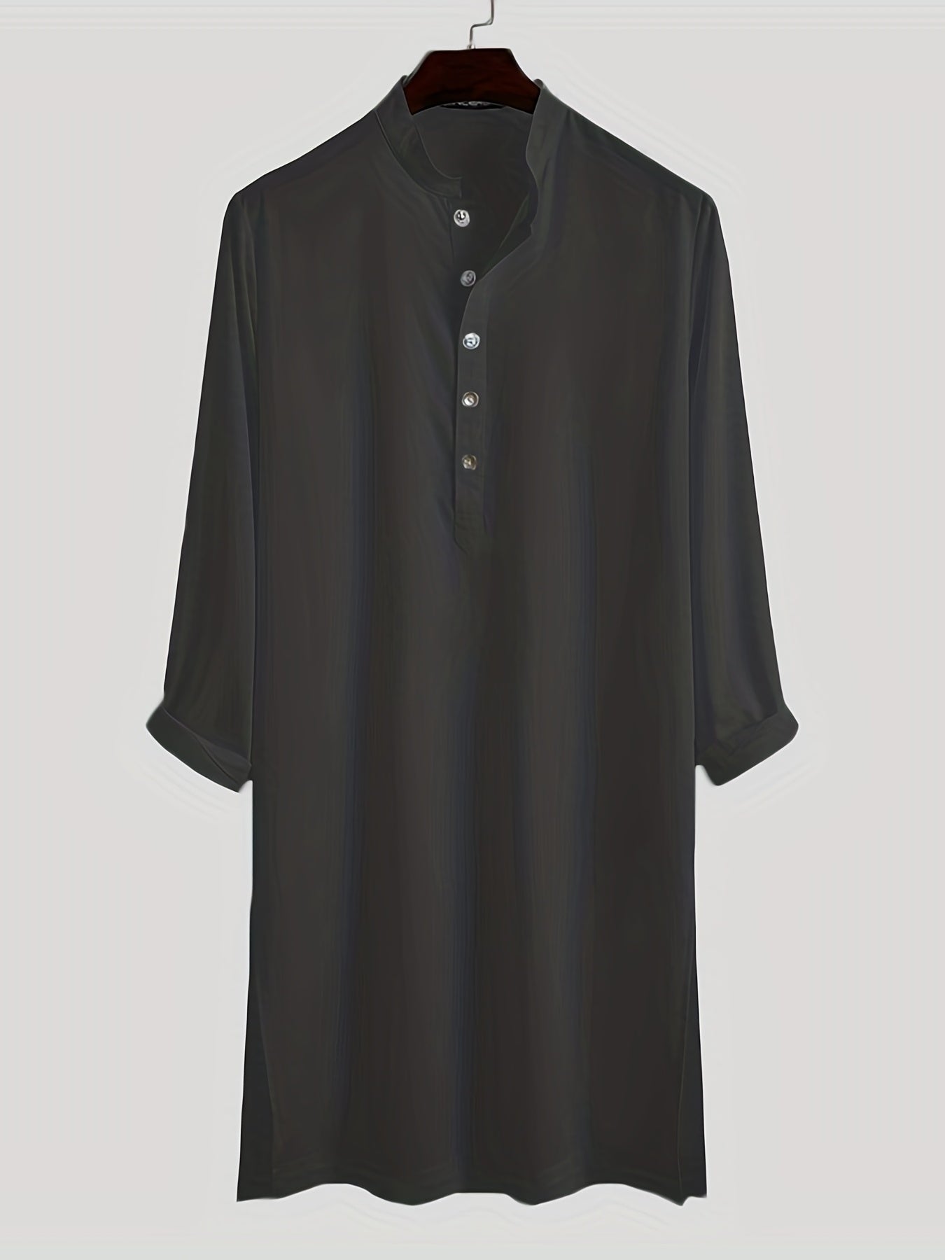 INCERUN Vintage Arab Long Sleeve Shirt Solid Robe Men Stand Collar