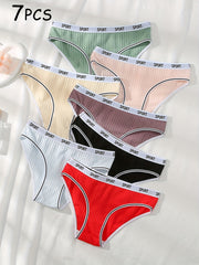 7pcs Ribbed Panties Letter Tape Intimates Lingerie & Underwear