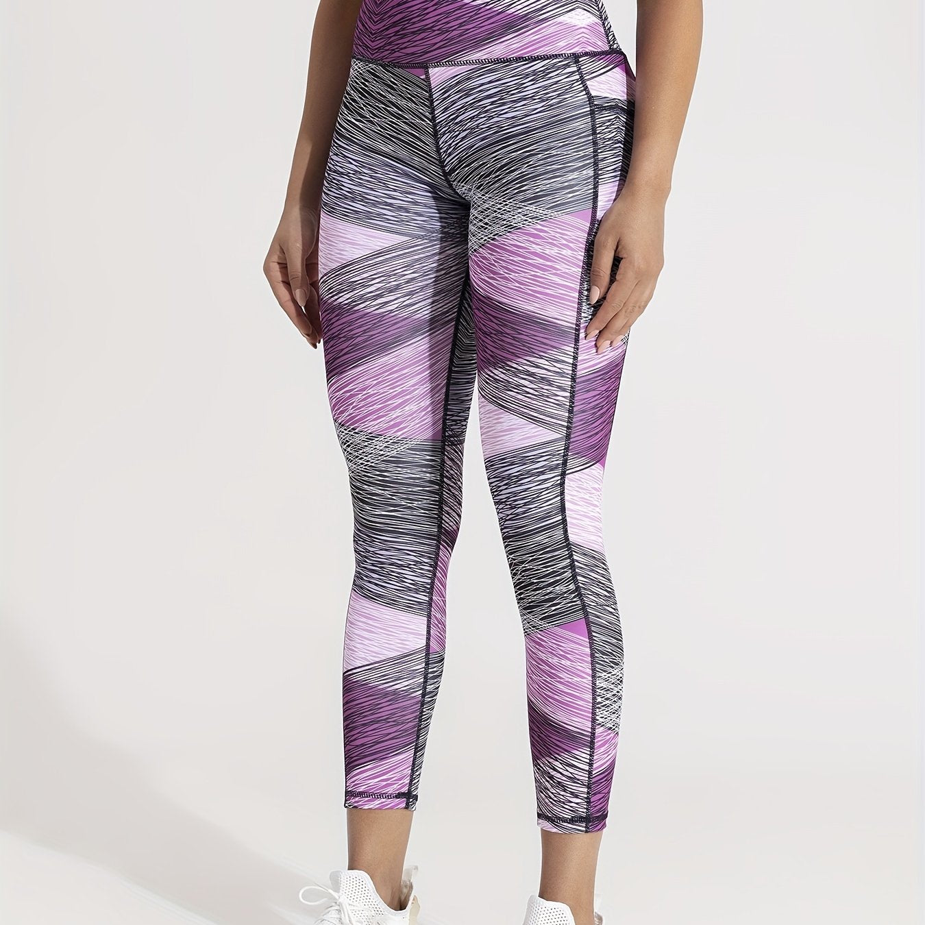 Geometric Block Yoga Pants High Stretch Fitness Leggings