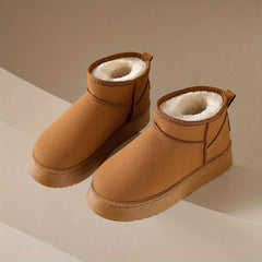 Women's Plush Lined Ankle Boots Slip On Comfortable Walking Shoes