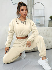 Workout 2pc Set Cropped LS Sweatshirt & Jogger Pants
