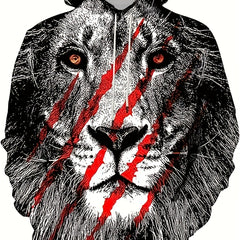 Lion 3D Print Hoodie Graphic Hooded Pullover Men's Clothing