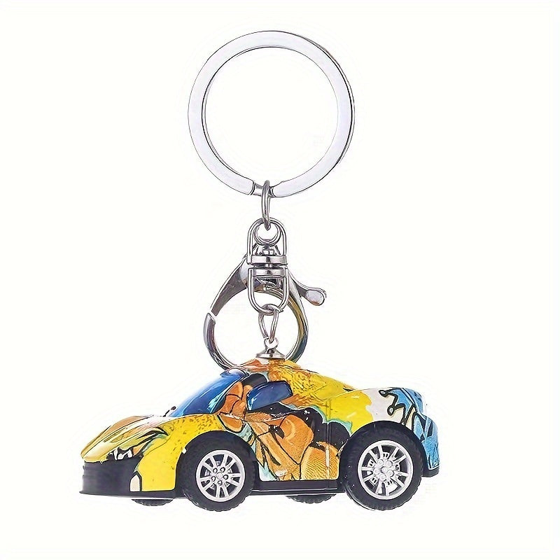 Graffiti Car Pendant Keychain Creative Decoration For Car Keys Backpacks Wallets