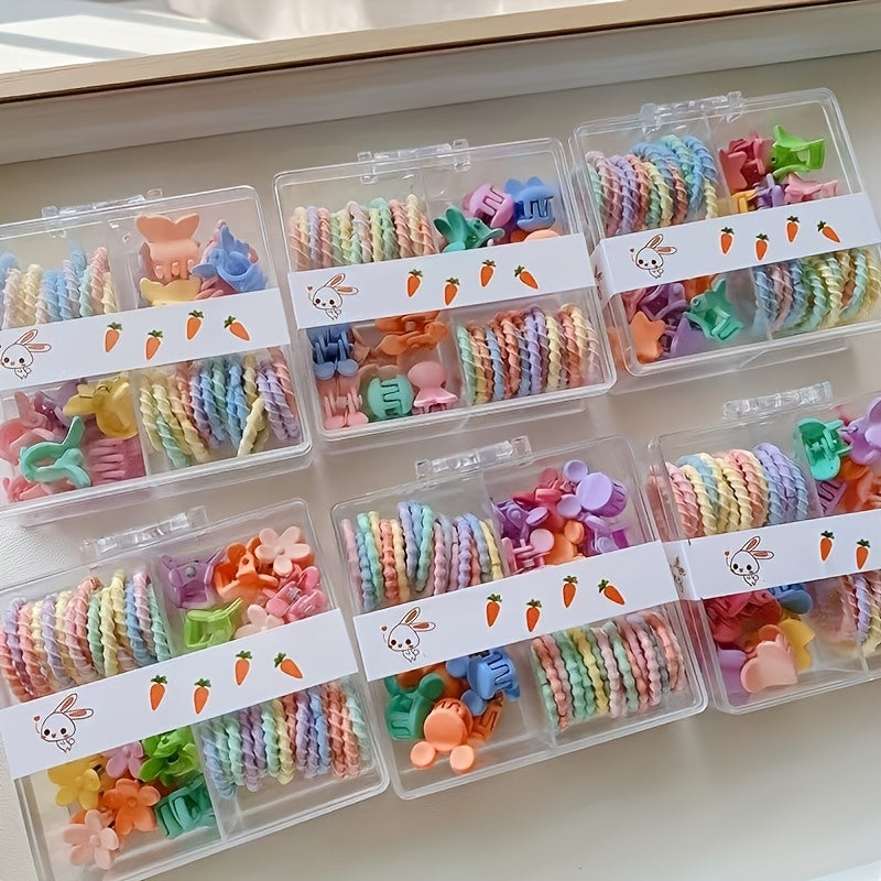 42pcs Candy Hair Accessories Elastic Hair Rope Small Colorful Hair Clip