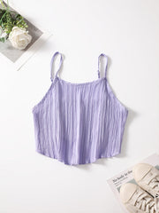 2pcs Set Crop Cami Top & Solid Shorts