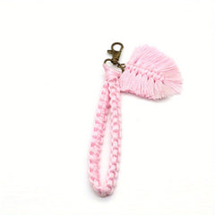 Boho Leaf Tassel Keychain Wrist Lanyard for Keys
