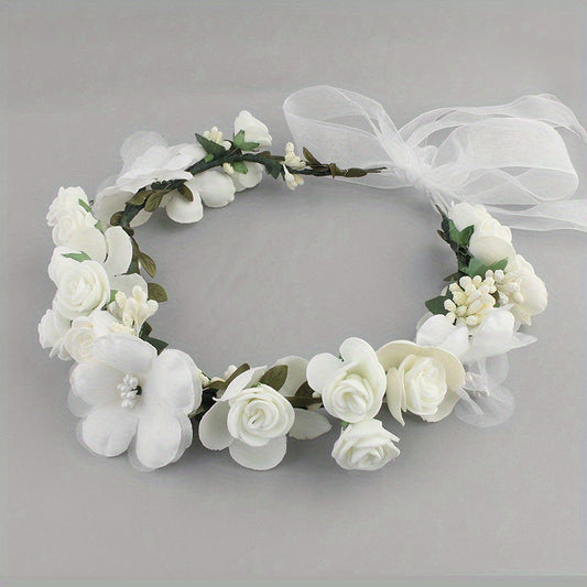 Fabric Garland Headwear Lace Flower Headband Summer Beach Headdress