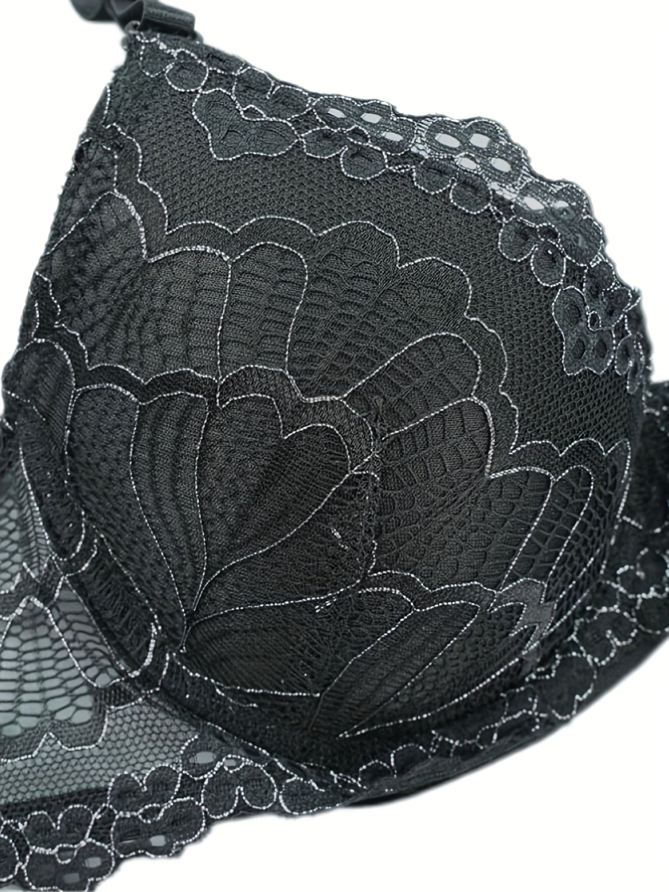 Contrast Lace Push Up Bra Women's Intimates Lingerie
