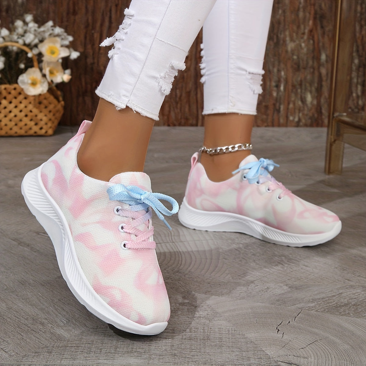 Women's Ombre Sneakers Mesh Lace Up Running Trainers