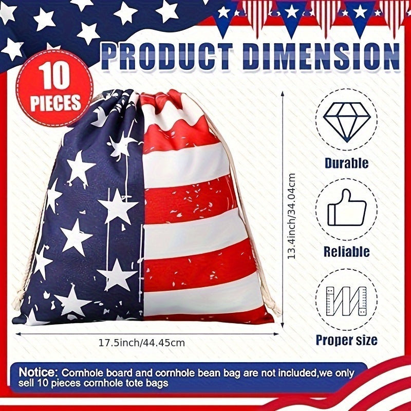 10 Pack Cornhole Tote Bag American Flag Corn Hole Bags