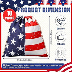 10 Pack Cornhole Tote Bag American Flag Corn Hole Bags