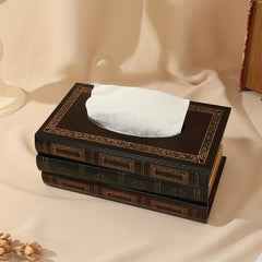 Wooden Painted Three fold Book Shaped Tissue Box