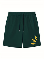 Men's Lightning Print Workout Shorts Active Breathable Drawstring