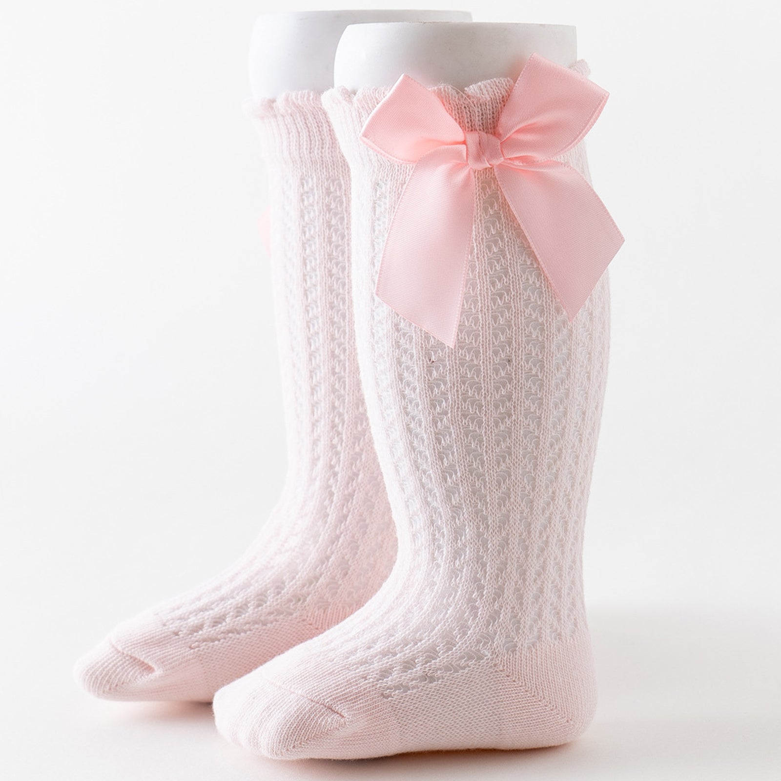 Baby Girls Knee High Socks Infants Toddlers Bow Knit Socks Cotton Stockings