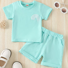 2pcs Baby Boys Rainbow T shirt & Shorts Set
