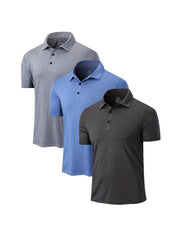 3 Pack Mens Quick Dry Golf T Shirt Moisture Wicking Workout Tee
