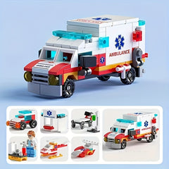 City Fire Truck Combat Block Set Fire Brigade Car DIY Educational Toy