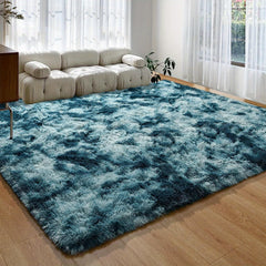 Soft Tie Dyed Fuzzy Area Rug, Plush Shag Rug for Bedroom