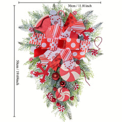 Christmas Candy Cane Wreath Red Teardrop Decor