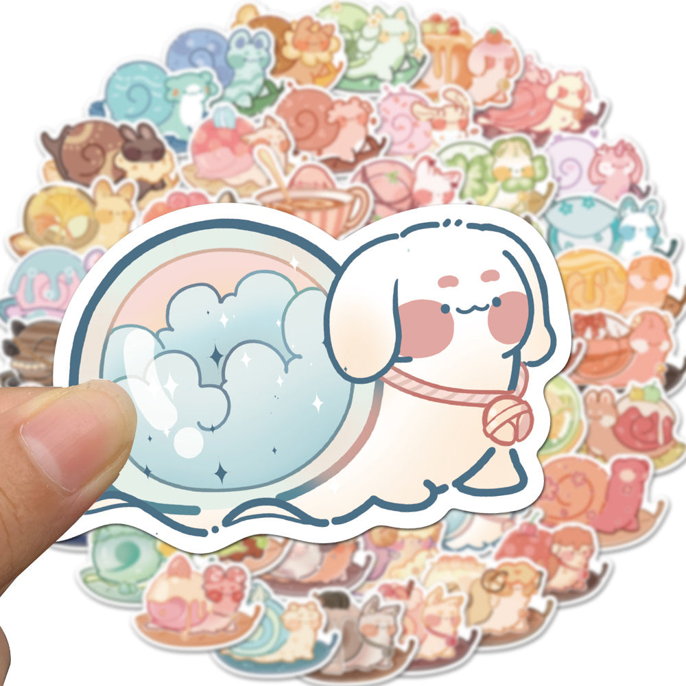 50pcs Adorable Dessert Snail Waterproof Stickers for Decorating