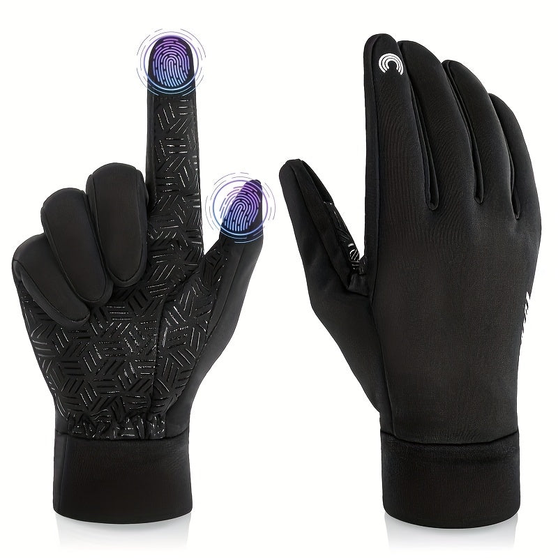 Windproof Waterproof Cycling Gloves Touch Screen Reflective Strip