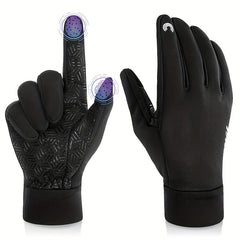 Windproof Waterproof Cycling Gloves Touch Screen Reflective Strip