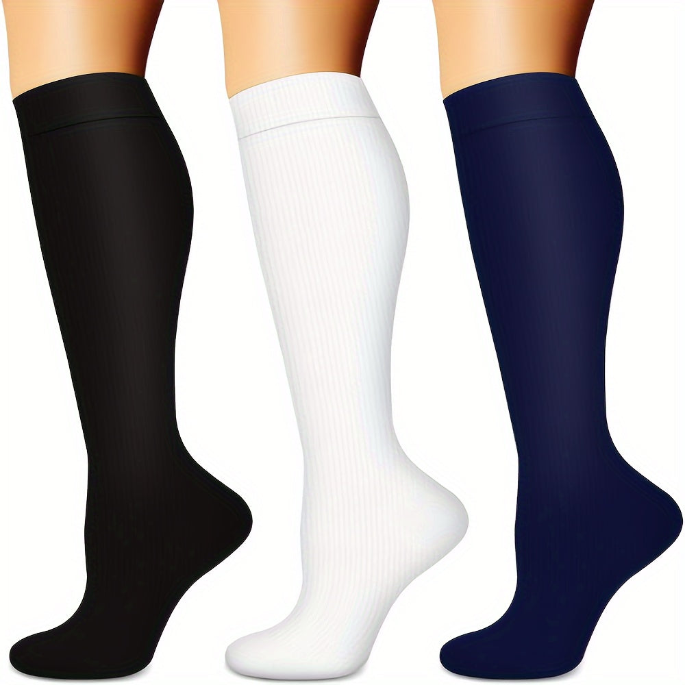 3 Pairs Copper Compression Socks 10-20mmHg Knee High for Women Men