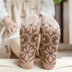 5 Pairs 3D Floral Textured Low Cut Ankle Socks for Women