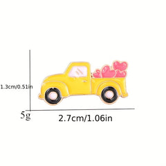 Cartoon Car with Red Hearts Enamel Pin Brooch for Clothing Bags Jackets Hat